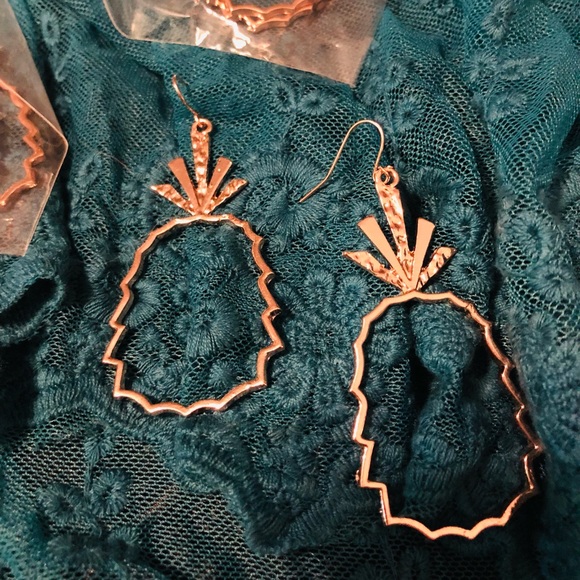 Rose Gold Pineapple Shaped Earrings - Picture 6 of 6